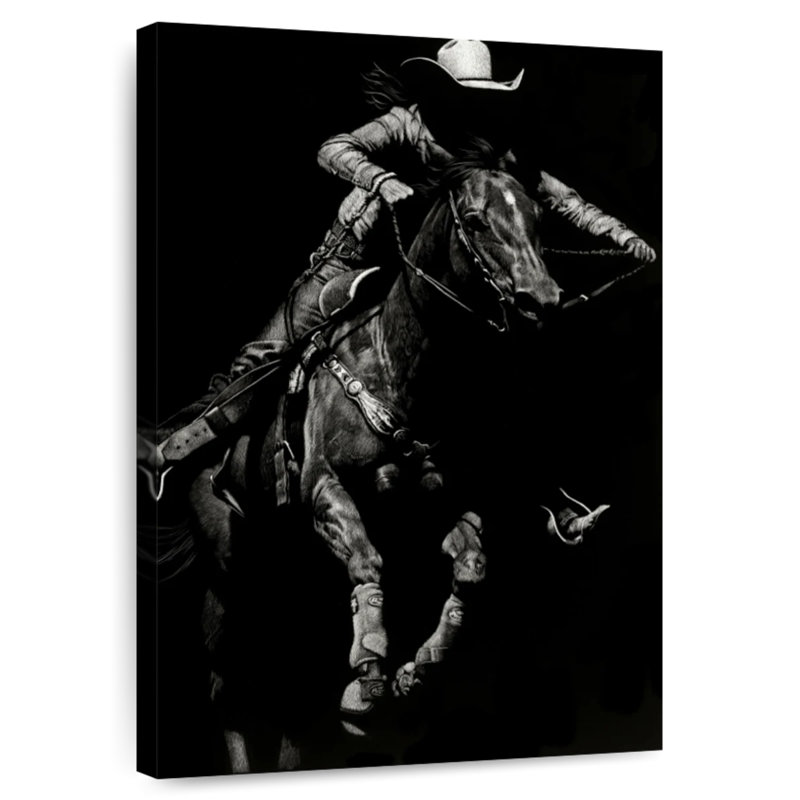 Lelar Scratchboard Rodeo IV, 36" H x 24" W