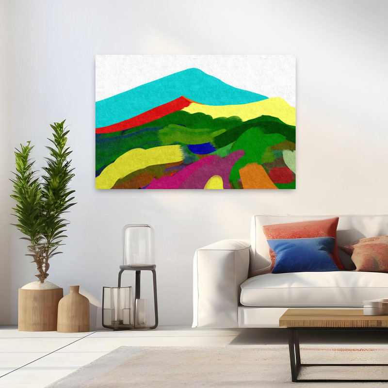 Art contemporain contemporain abstrait coloré, H 32 po x l 48 po