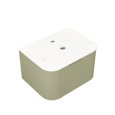 Dina 24'' Wall Mounted Cabinet Without Basin, With One Drawer, Light Green Colour