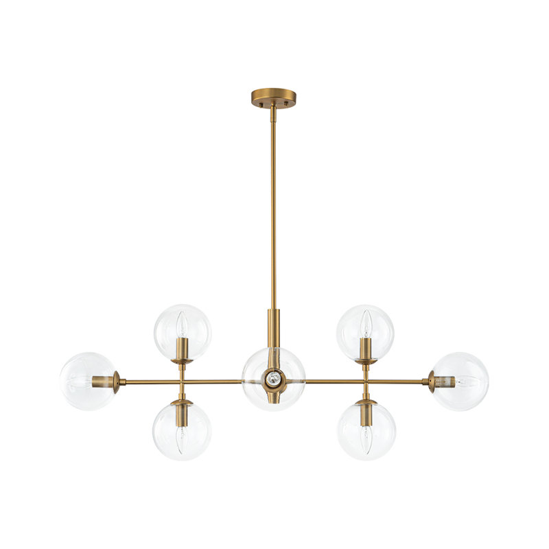 Lustre à 8 lumières Myhia, Laiton, Clear