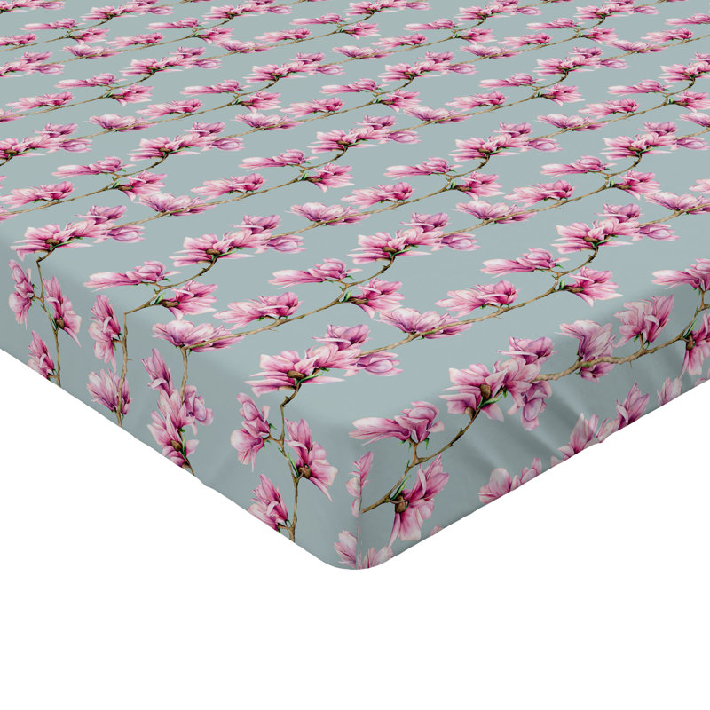 Drap-housse Ambesonne, Drap-housse de taille très grand, Rose, bleu pâle, gris / floral