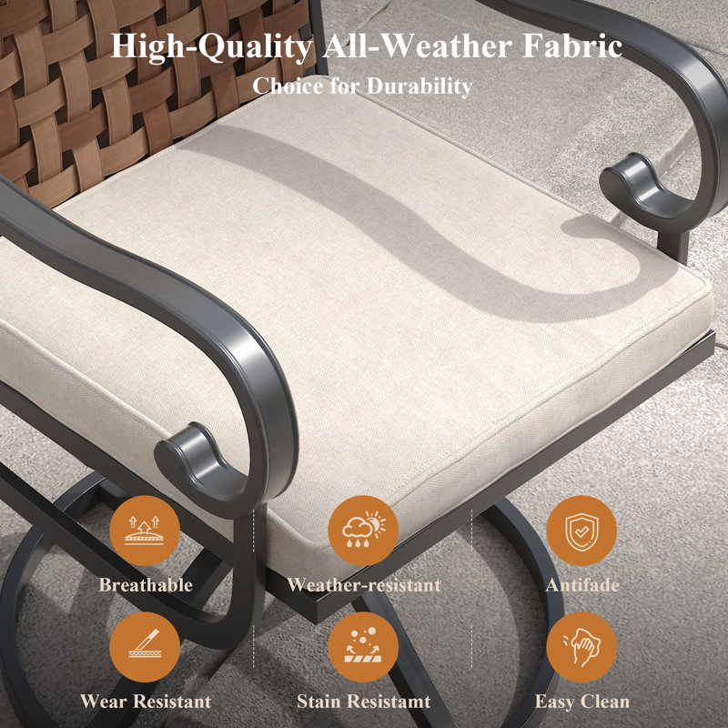 6-Person Outdoor Dining Set With Cushioned Swivel Chairs, Gray