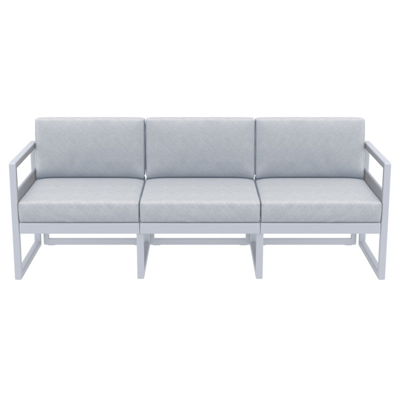 Larry 79'' Wide Straight Patio Sofa with Sunbrella® Cushions, Silver/Gray, Canvas Granite Sunbrella® Canvas