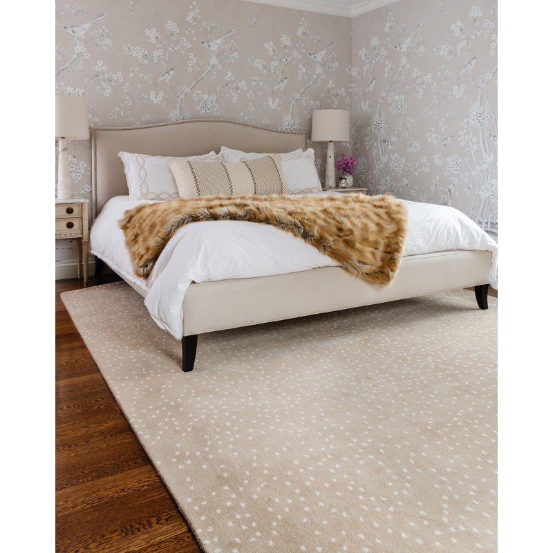Hand Tufted Wool Area Rug, Rectangle 7'9" x 9'9", Beige/White