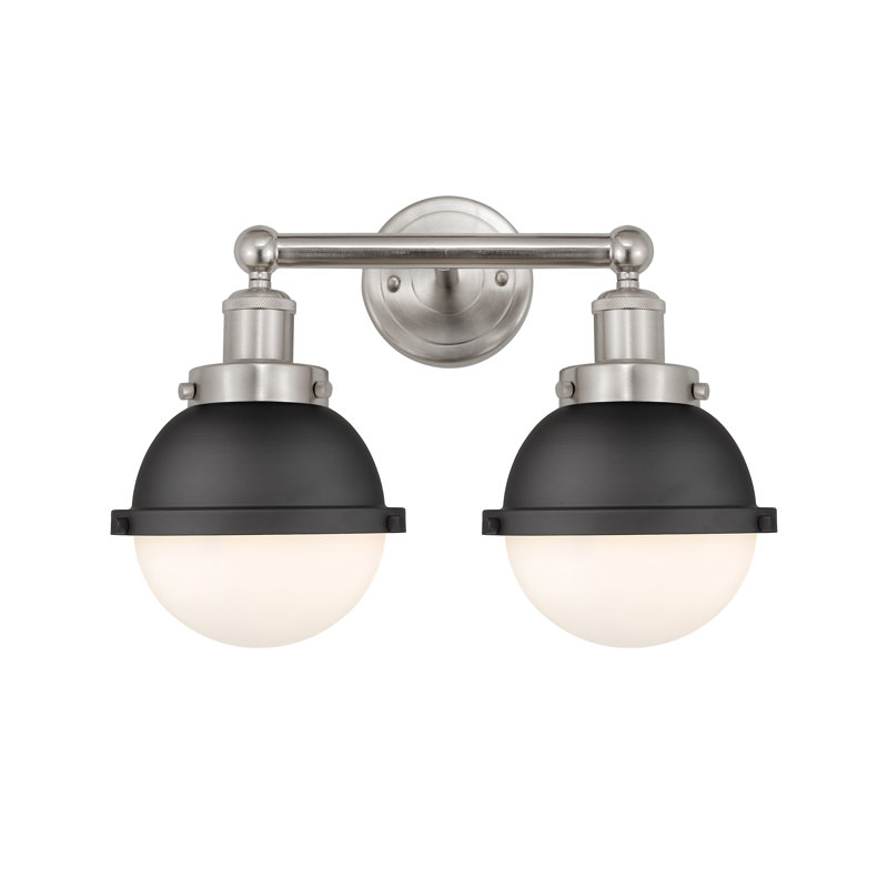 Éclairage pour meuble-lavabo à 2 lumières à intensité variable Kirzia, Blanc mat, Nickel satiné