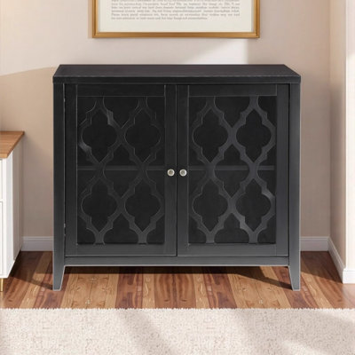 Ceara Black Finish Console Cabinet - Stylish and Functional Storage Solution