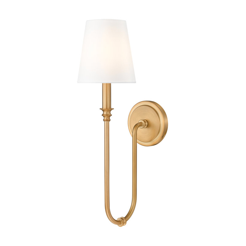 Applique murale 1 lumière en laiton frotté 21 pouces Jisele, Laiton frotté