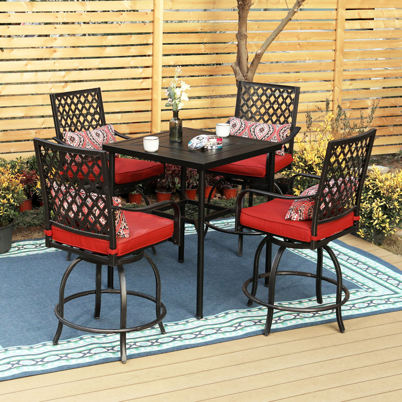 Alyne 4 - Person Patio Dining Set with Square Table , Cushions Included