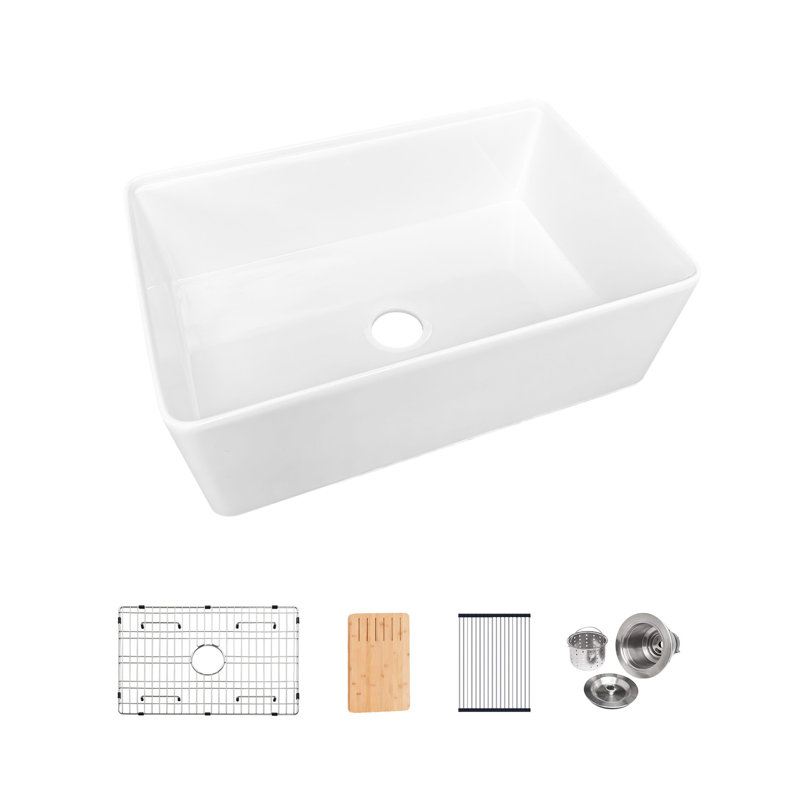 Évier de cuisine de ferme 30 "avec station de travail L 30" avec accessoires