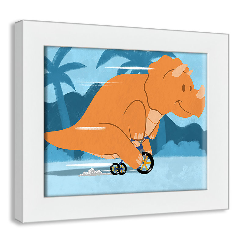 «Riding Dino 2», impression sur papier, H 8 po x l 10 po x P 0,6 po, Encadré plat blanc