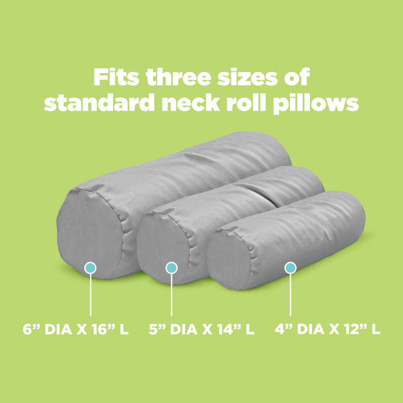 Premium Neck Roll Pillowcases - Breathable Soft Washable Pillow Cover for Ultimate Comfort, 6" x 16", Cotton Sateen - GRAY
