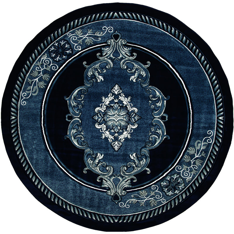 Tapis bleu Josephus Medallion, Rond 7 pi 10 po