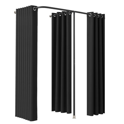 Cabine d'essayage, vestiaire portatif avec rideaux en polyester épais, vestiaires doubles avec rideaux de séparation, pour boutique, centre commercial, studio, magasin de tailleur et bureau 79 po x 39 po x 79 po (noir)