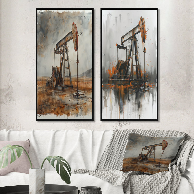 Ensemble de 2 pièces d'art gris et gris d'hiver, H 28 po x l 24 po, Cadre flottant noir