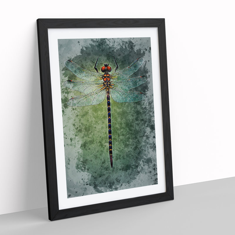 XV1022-5113X Watercolour Dragonfly No.2 - Single Picture Frame Painting, Black, 34cm H x 25cm W x 2cm D