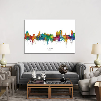 Athens Georgia Skyline by Michael Tompsett - 1 Piece Wrapped Canvas Wall Art