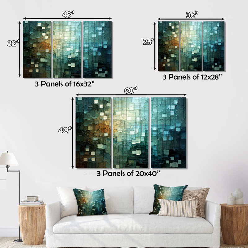 Matrix galaxie abstrait bleu foncé et turquoise III - ensemble de salon abstrait art mural, H 28 po x l 36 po x P 1 po