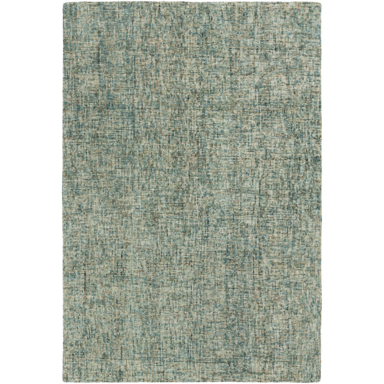 Aatreya Abstract Handmade Tufted Wool Sage/Ivory/Deep Teal Area Rug