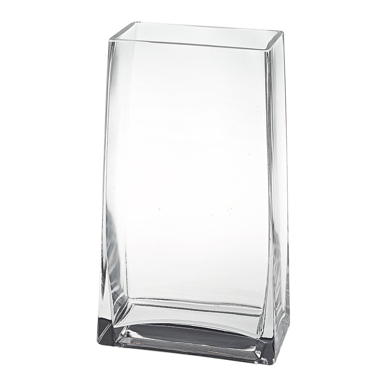 Annek Crystal Glass Clear Rectangle Table Vase, 9.75" H x 5.5" W x2.75" D