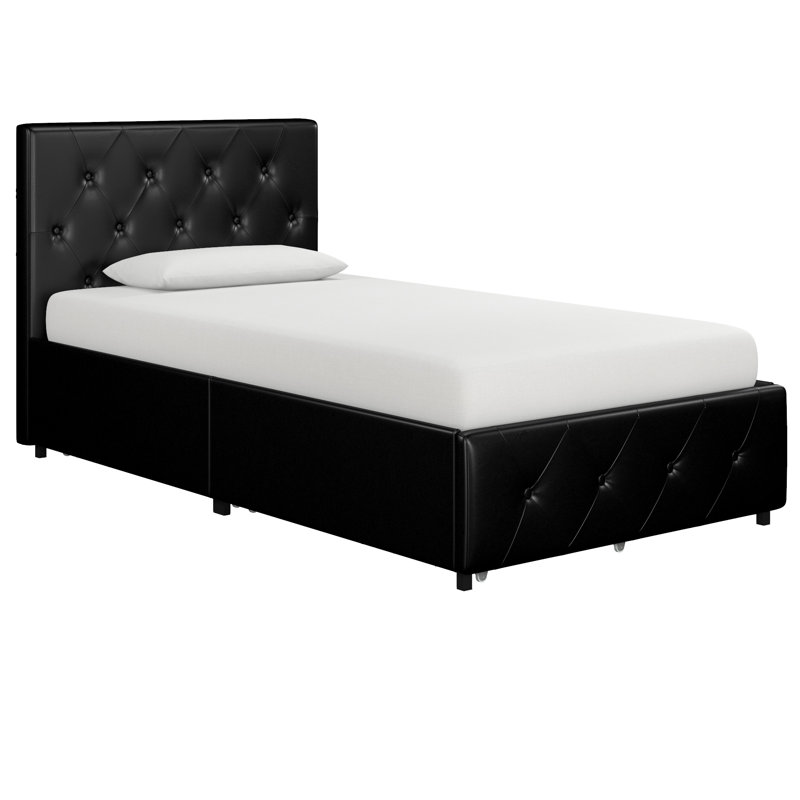 Upholstered Storage Bed, Single (3'), Black
