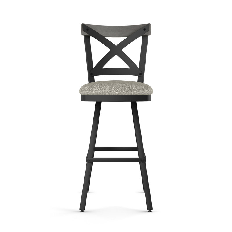 Karsten Swivel Counter & Bar Stool, Gray Wood, Counter Stool (26.5" Seat Height)