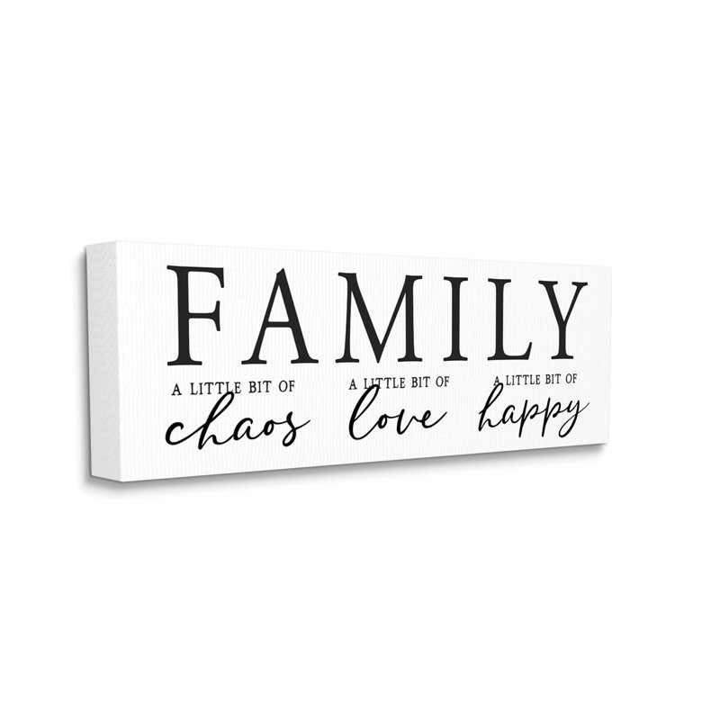 Citation décontractée «Lignant Family» par Lettré et doublé - impression sur toile non encadrée, H 10 po x l 24 po x P 1,5 po