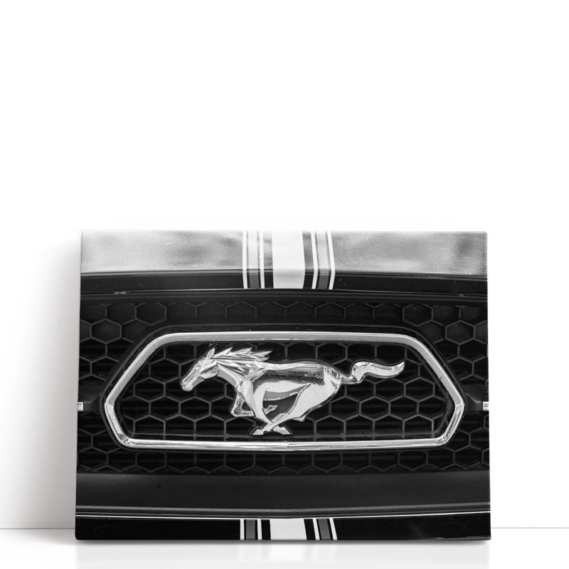 Ford Mustang Car Logo - reproduction d'art sur toile, H 36 po x l 48 po
