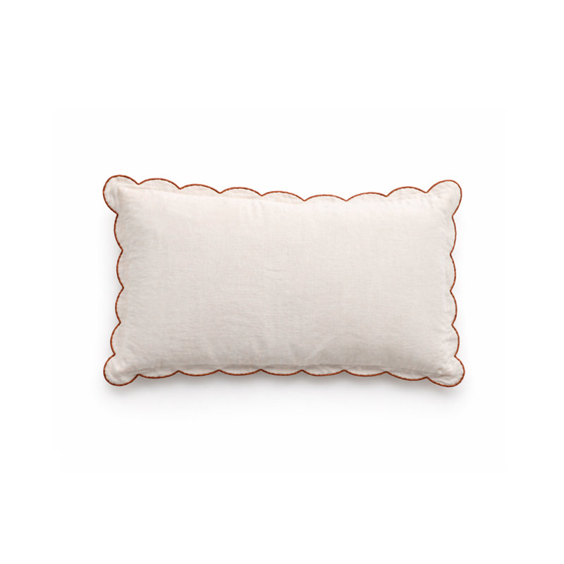 Kelly Linen Lumbar Pillow Cover & Insert, Cream / Terra cotta