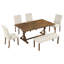 Ensemble de 6 tables de salle à manger de style campagnard avec 4 chaises rembourrées et banc-1698273550