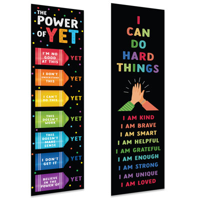 Classic Rainbow I Can Do Hard Things Growth Mindset Classroom Banner Sign For Teachers, Door, Wall Décor