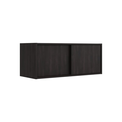 Armoire murale de rangement de 81 cm de large avec portes coulissantes - Panneaux de particules modernes en noyer foncé pour chambre, bureau, salon ou garage, design suspendu, rangement dissimulé, accès facile, adaptable