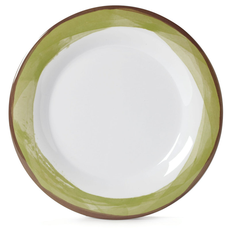  10.5'' Melamine Dinner Plate , Set of 4, Green/White