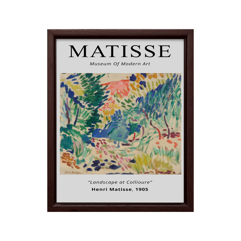 Henri Matisse - Paysage à Collioure, H 11 po x l 14 po, Canevas, Encadrement brun