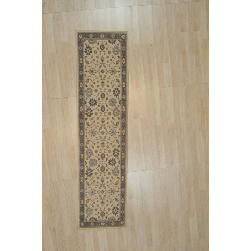 Tapis de couloir oriental traditionnel en laine ivoire 2 pi x 10 pi Oushak