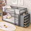 Lit superposé en bois avec tiroirs et tablettes de rangement-769830997-769830999