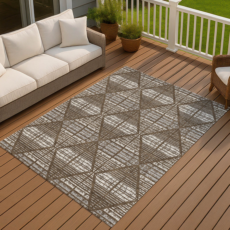 Machine Washable Indoor/Outdoor Chantille ACN2672 Geometric Rug, Chocolate, 2'6" x 3'10"