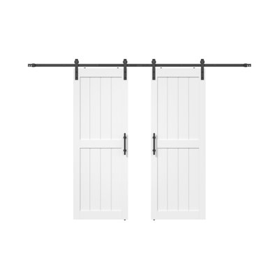 Porte de grange en bois manufacturé à panneaux en PVC avec trousse de quincaillerie