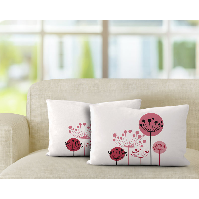 Polyester / Mélange de polyester Housse de coussin rectangulaire intérieure / extérieure lombaire et insert, Rouge