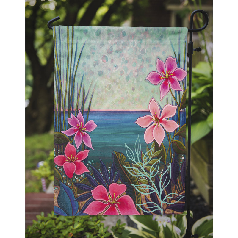 Drapeau de jardin en polyester 15,5 x 11 po Guerina, Fleurs du paradis