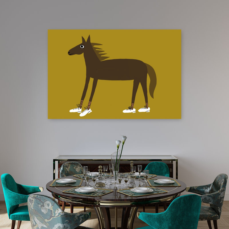 Cheval en espadrilles, art mural minimaliste moderne
