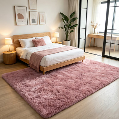 Deep Pile Fluffy Shaggy Area Rug pink living room rug