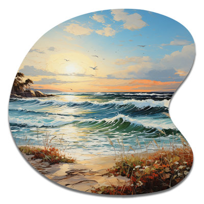 Beach Sand Euphoria III - Coastal Beach Sand Drop Shape Asymmetric Metal Wall Art
