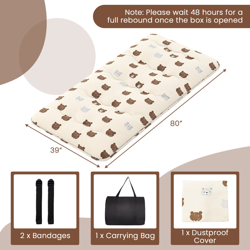 Matelas de futon japonais 4 po Liviu, Simple