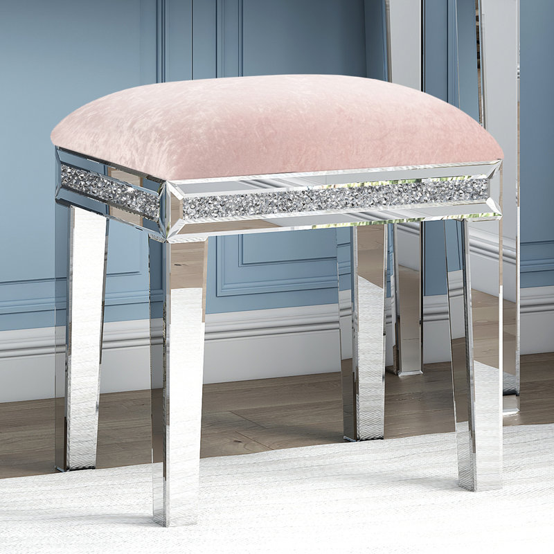 Mikayil Vanity Stool Makeup Vanity Table Chair, Light Pink