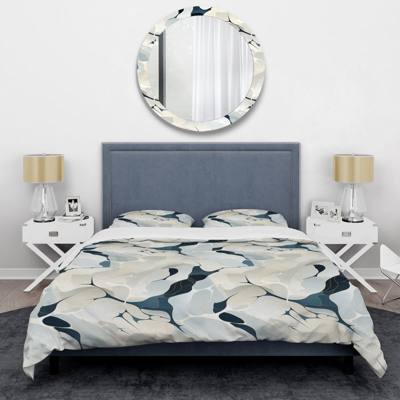 Whispering Abstraction - Abstract Duvet Cover Set - Microfiber Polyester, King Duvet Cover + 2 King Shams