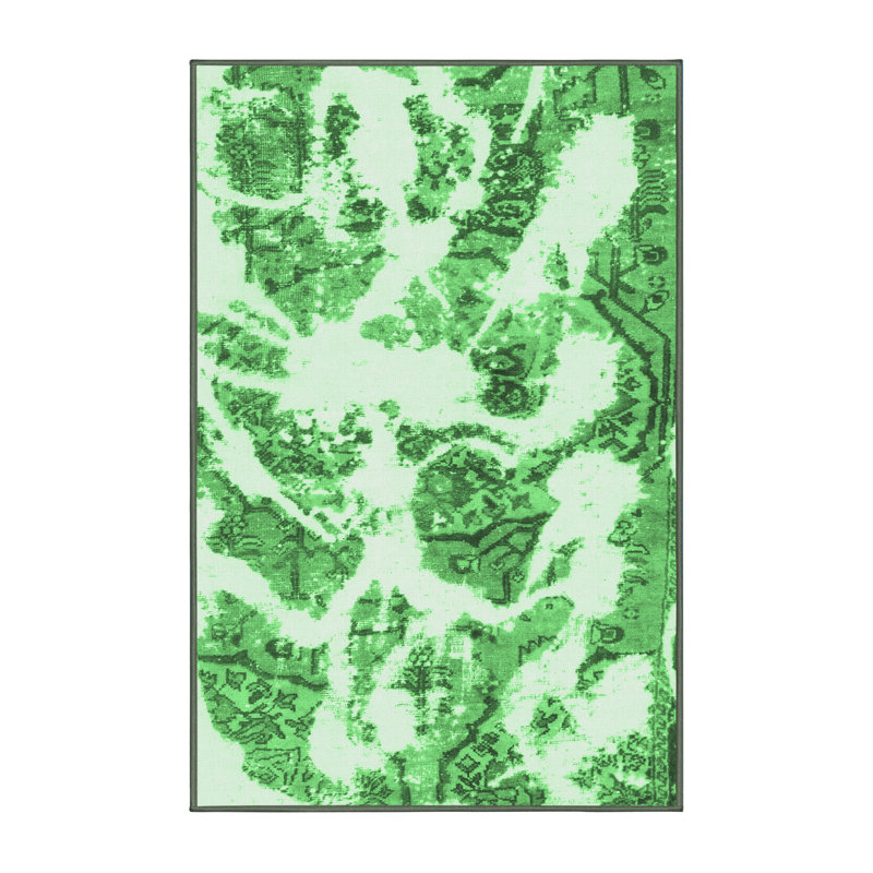 Tapis vert émeraude abstrait 1040, Rectangle 6 pi x 9 pi