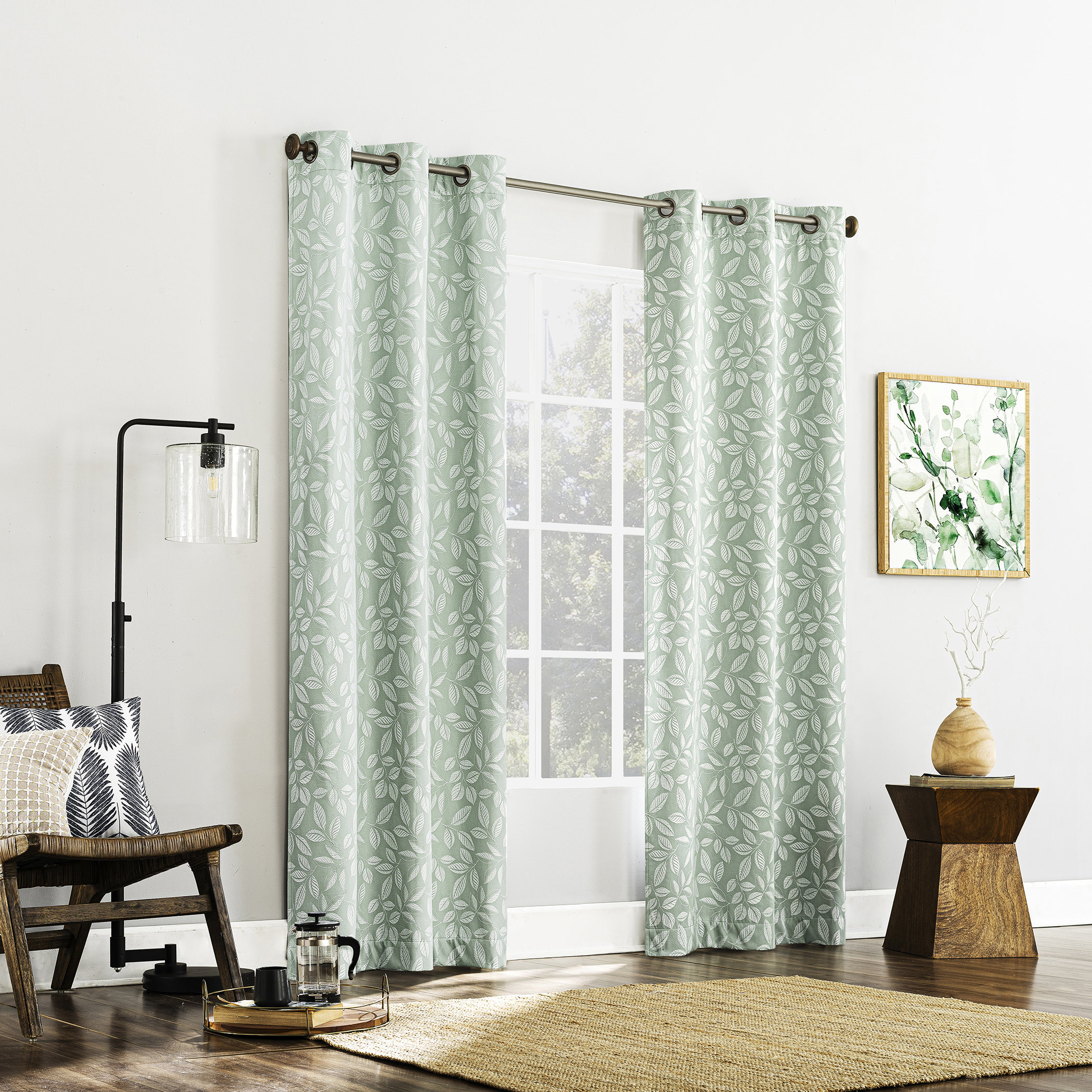 Sun Zero Satti Embroidered Leaf 100% Blackout Grommet Curtain Panel ...