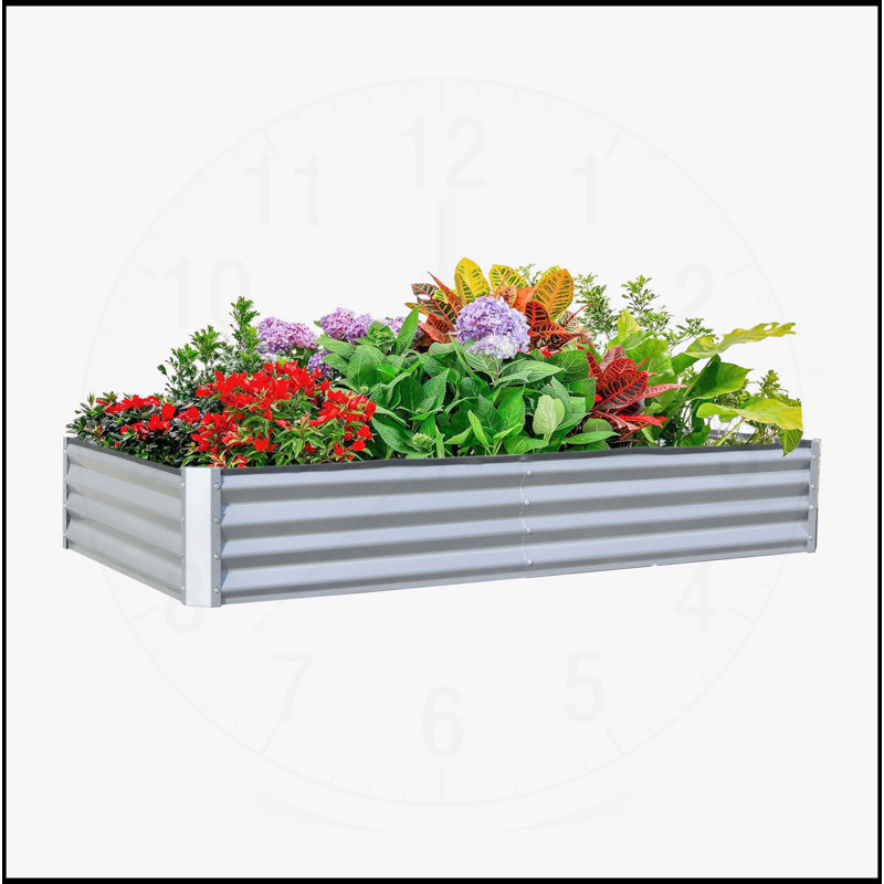 Lit de jardin surélevé galvanisé, H 11,81 po x l 70,87 po x P 35,43 po, Argent argent