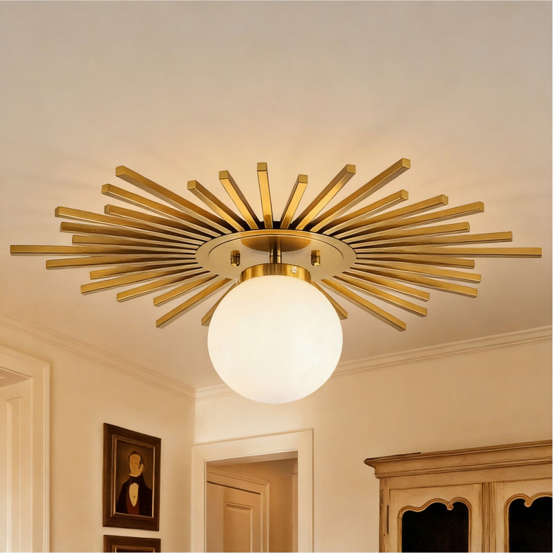  GlowCraft 1 - Light Sunburst Flush Mount Ceiling Light for Hallway, Copper