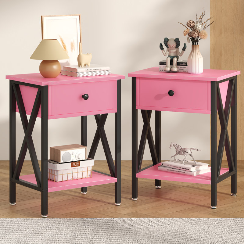 Demmer End Table with Storage, Pink